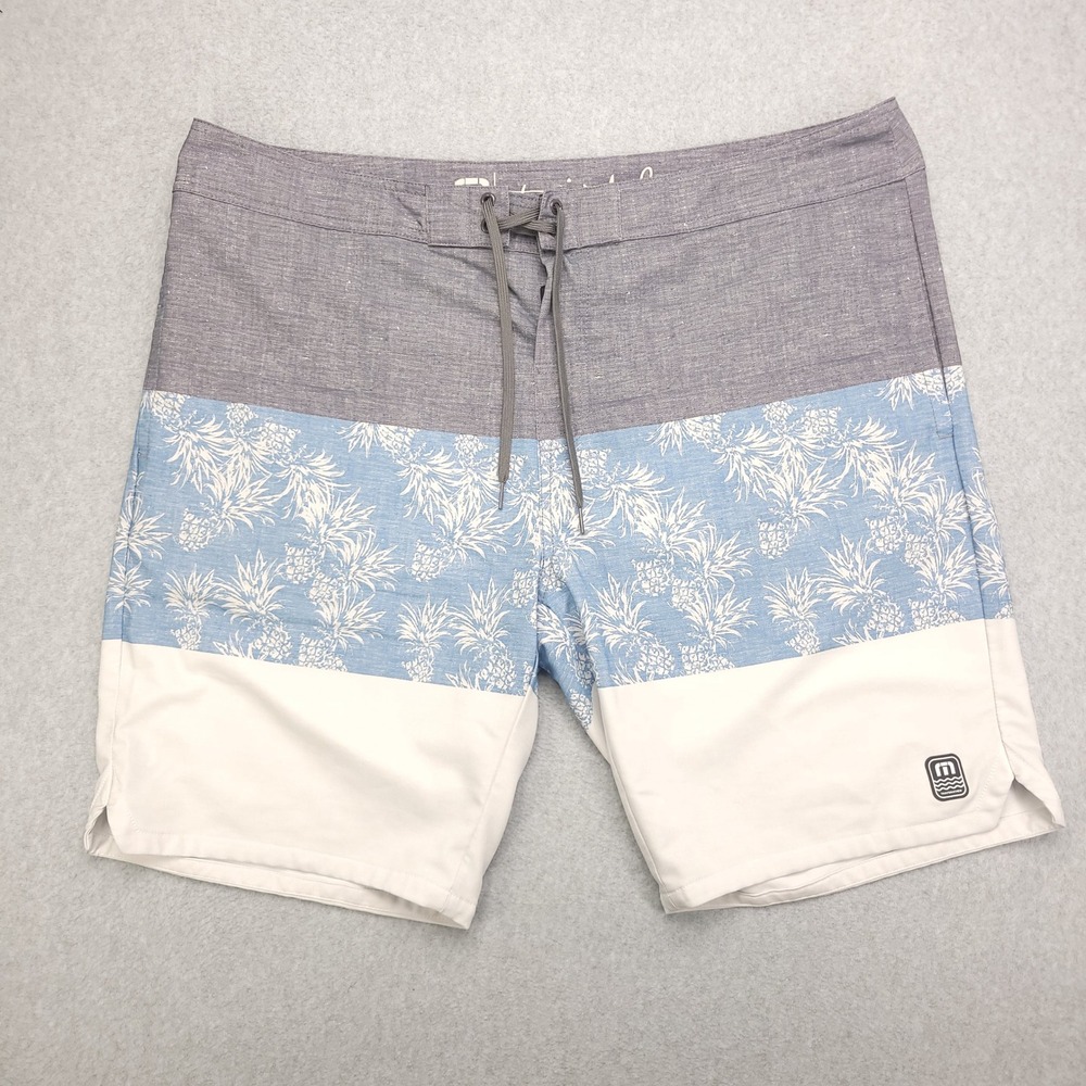Travis Mathew Mens Size 42‎  Board Shorts Swim Trunks Blue White Gray
